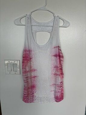 Maurices White and Pink Tie-Dye Racerback Tank